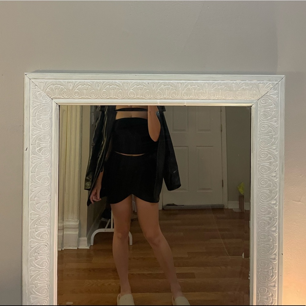 Tie front black wrap skirt